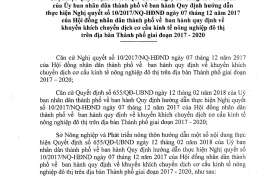 Hướng dẫn 1258/HD-SNN ngày 17 tháng 5 năm 2018 của Sở Nông nghiệp về Thực hiện Quyết định số 655/QĐ-UBND ngày 12 tháng 02 năm 2018 của Ủy ban nhân dân thành phố